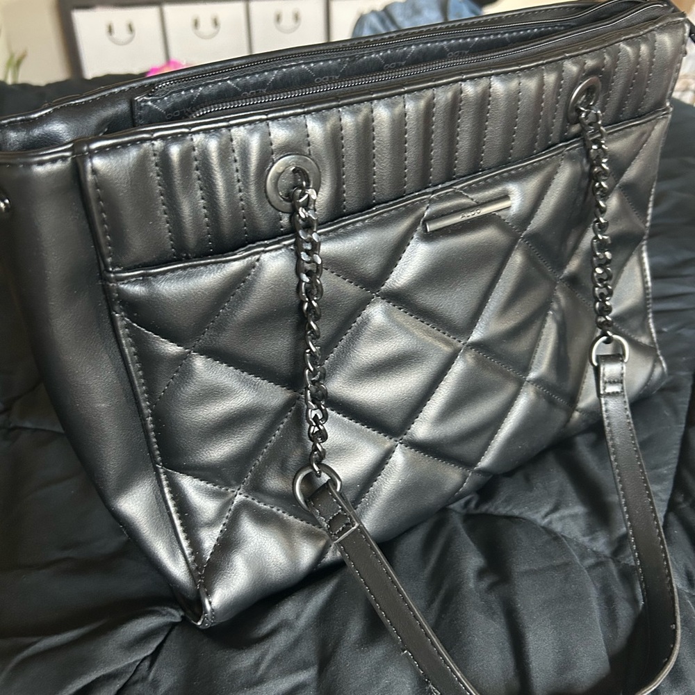 ALDO Black Quilted Chain Strap Bag
